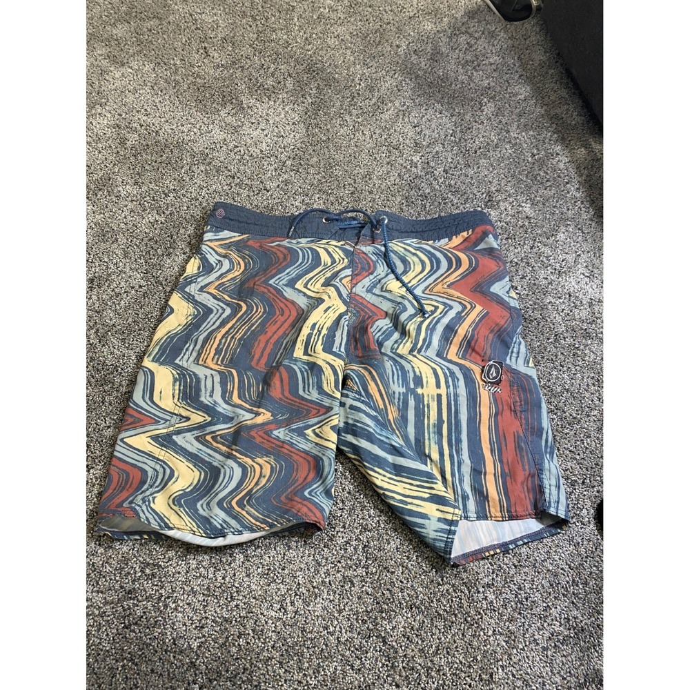 Volcom Stoneys Board Shorts Mens 33 Multicolor Psychedelic Wave Swim Trunks